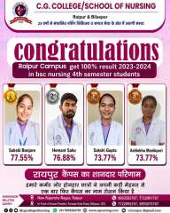 Raipur Campus get 100% Result BSc 4th Semester 